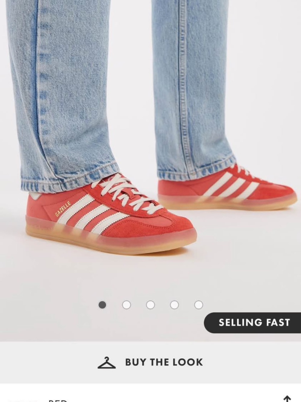adidas Gazelle Red Suede Sneakers with White Stripes
